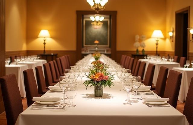 Elegant setup in a private dining room for a formal event